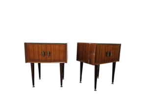 Comodini Mid Century anni '60 | Comodini in noce | Comodini vintage con vetro