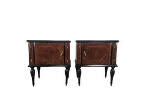 Comodini anni '60 in mogano | Comodini vintage | Comodini in radica 1960