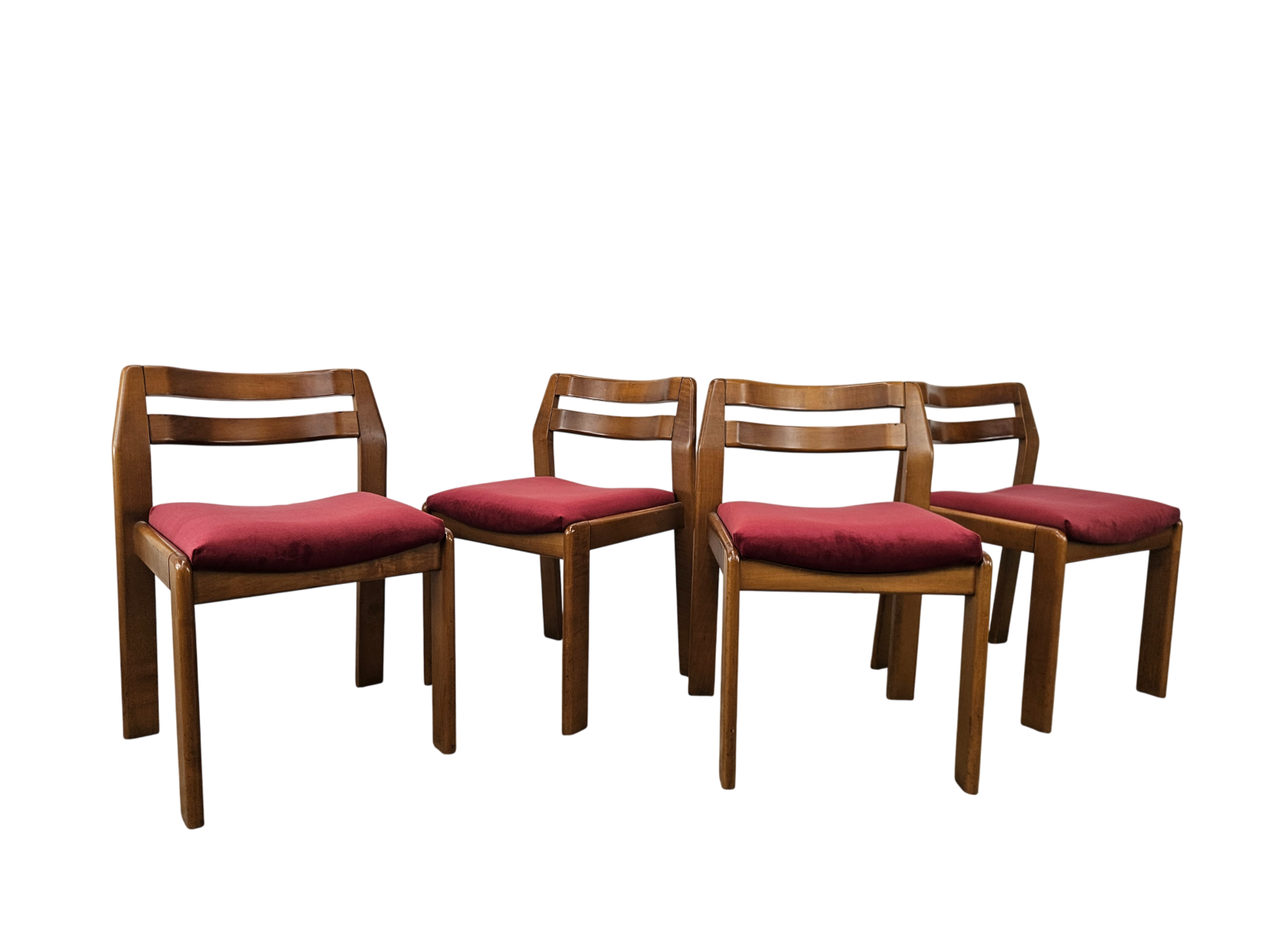 Sedie-anni-70-Mid-Century-Sedie-in-noce-per-sala-da-pranzo-Sedie-vintage-407327106053