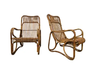 Poltrone in vimini anni '70 | Poltrone da esterno vintage | Sedie in bambù